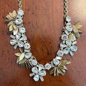 Gently used J Crew Vintage Gold tone Crystal adjustable statement necklace